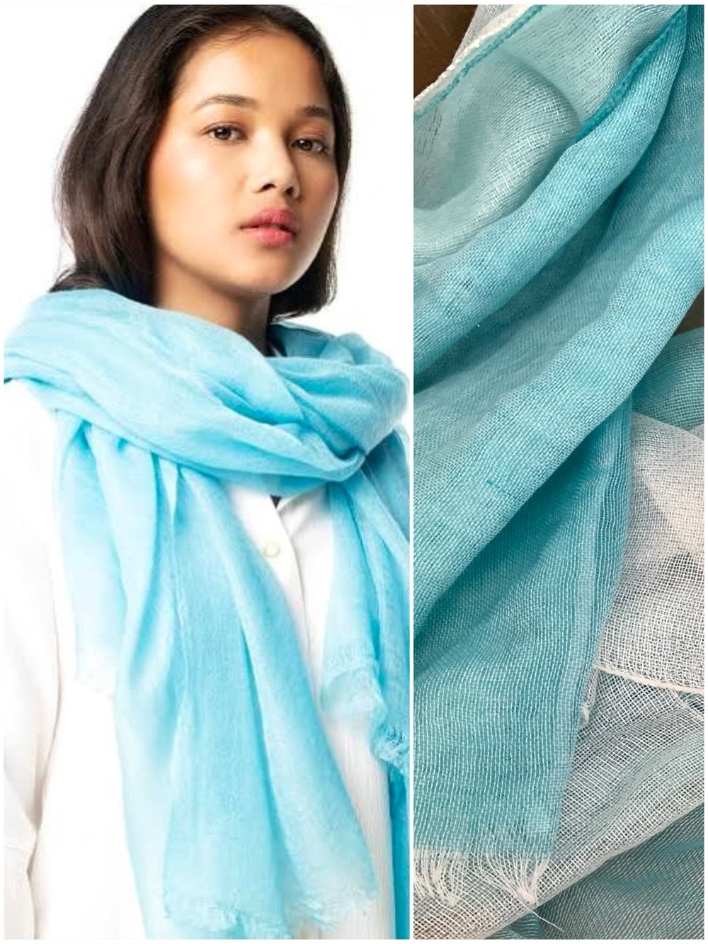 Calvin Klein Shades of Blue Metallic Silver Thread Scarf - Soft Wrap